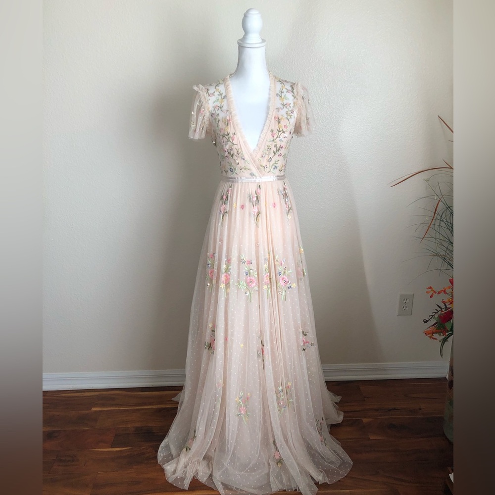 Needle & Thread Petunia Cap Sleeve Gown dress tulle ballerina sequins floral - Picture 4 of 16